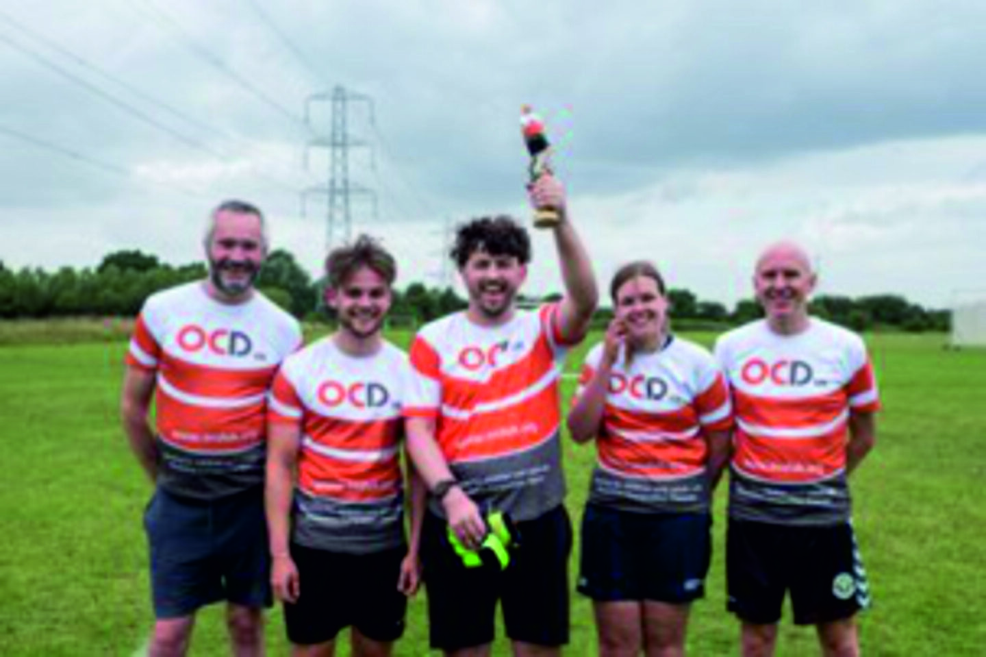 Five members of the YHEC staff who took part in a footall-a-thon for OCD UK