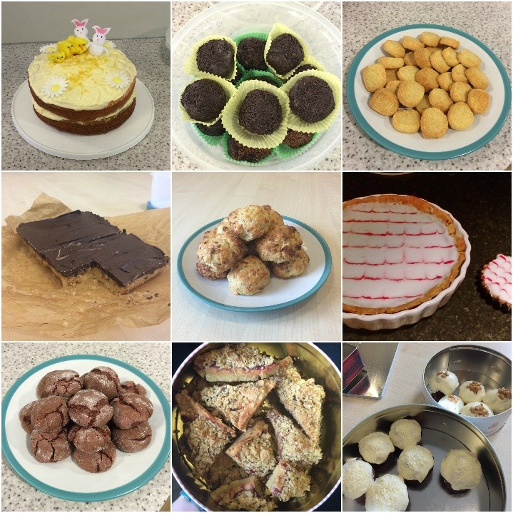 A collage of nine pictures of YHEC's baked goods